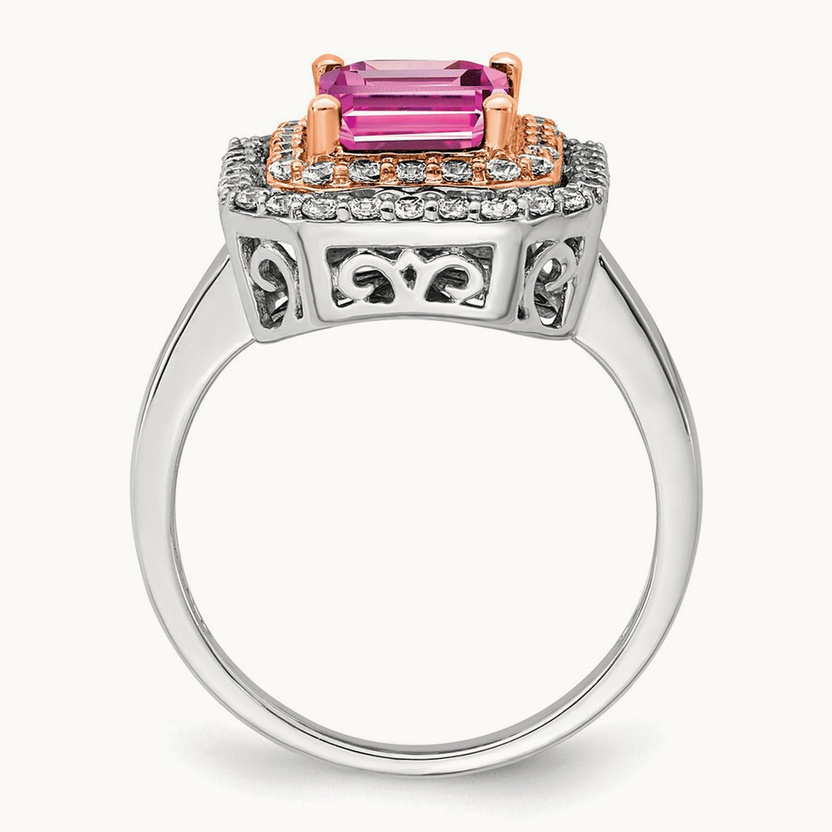 Created Sapphire Ring, 0.50 ct tw Lab-Grown Diamond