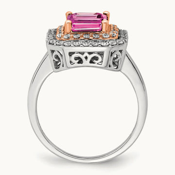 Created Sapphire Ring, 0.50 ct tw Lab-Grown Diamond