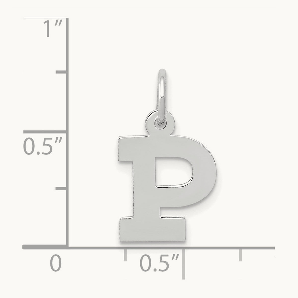Small Block Initial Charm — 14K White Gold, P