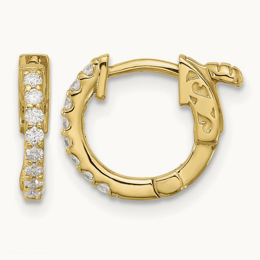 .24ct 16- Round Hoop w/ Safety Clasp Diamond Earrings, 1.5mm, 14K