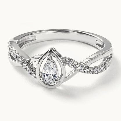 Pear Ctr Diamond Complete Promise/Engagement Ring, 14K White Gold