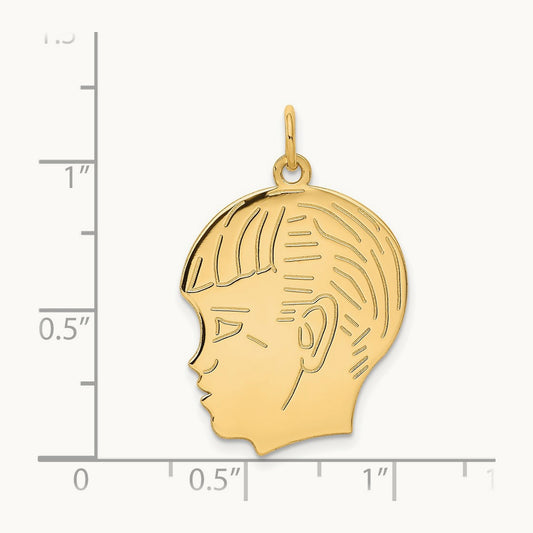 .018 Depth Engravable Boy Head Charm — 30mm