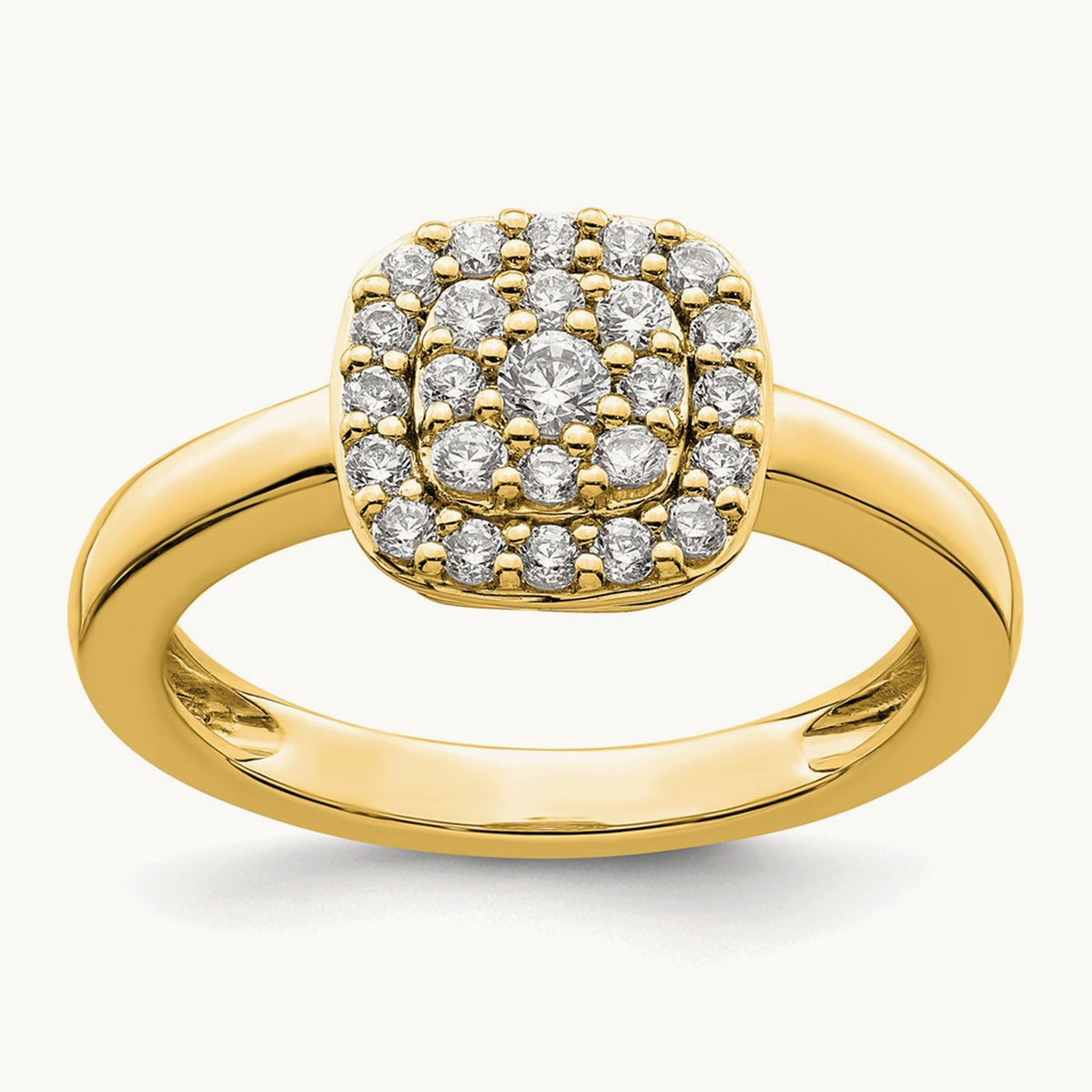 Square Halo Ring — 14K Yellow Gold, 7