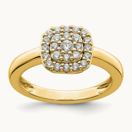 Square Halo Ring, 0.25 ct tw Lab-Grown Diamond — 14K Yellow Gold