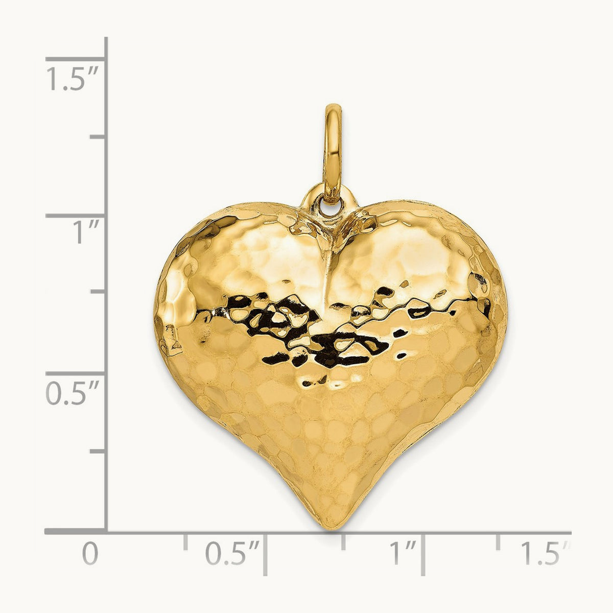 Polished and Hammered 3-D Heart Pendant — 36mm