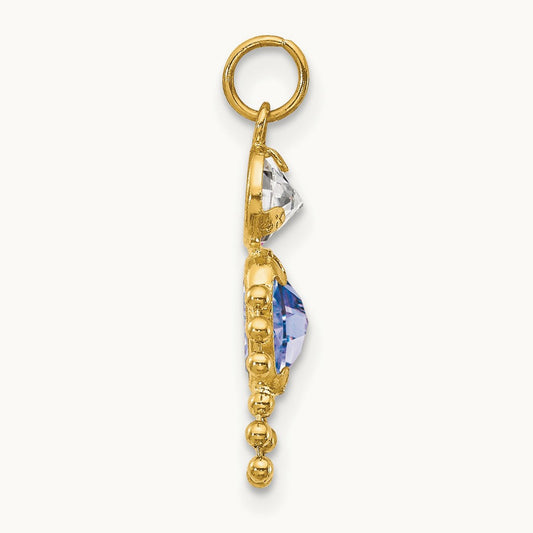 September Boy Birthstone Charm, 14K