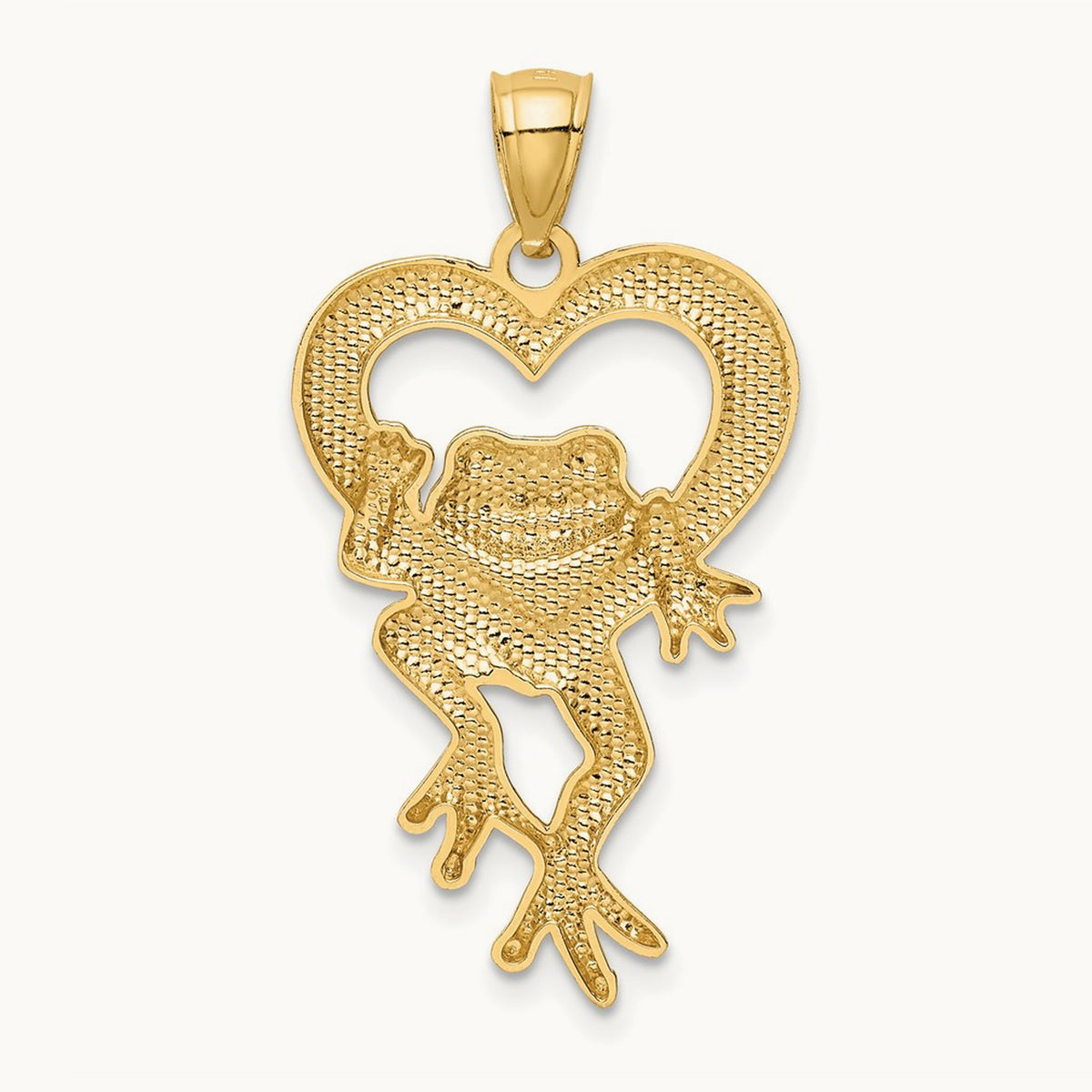 D/C Frog in Heart Pendant, 14K with Rhodium