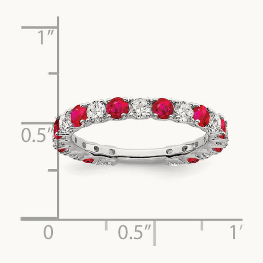 Created Ruby and Diamond Band, 14K White Gold
