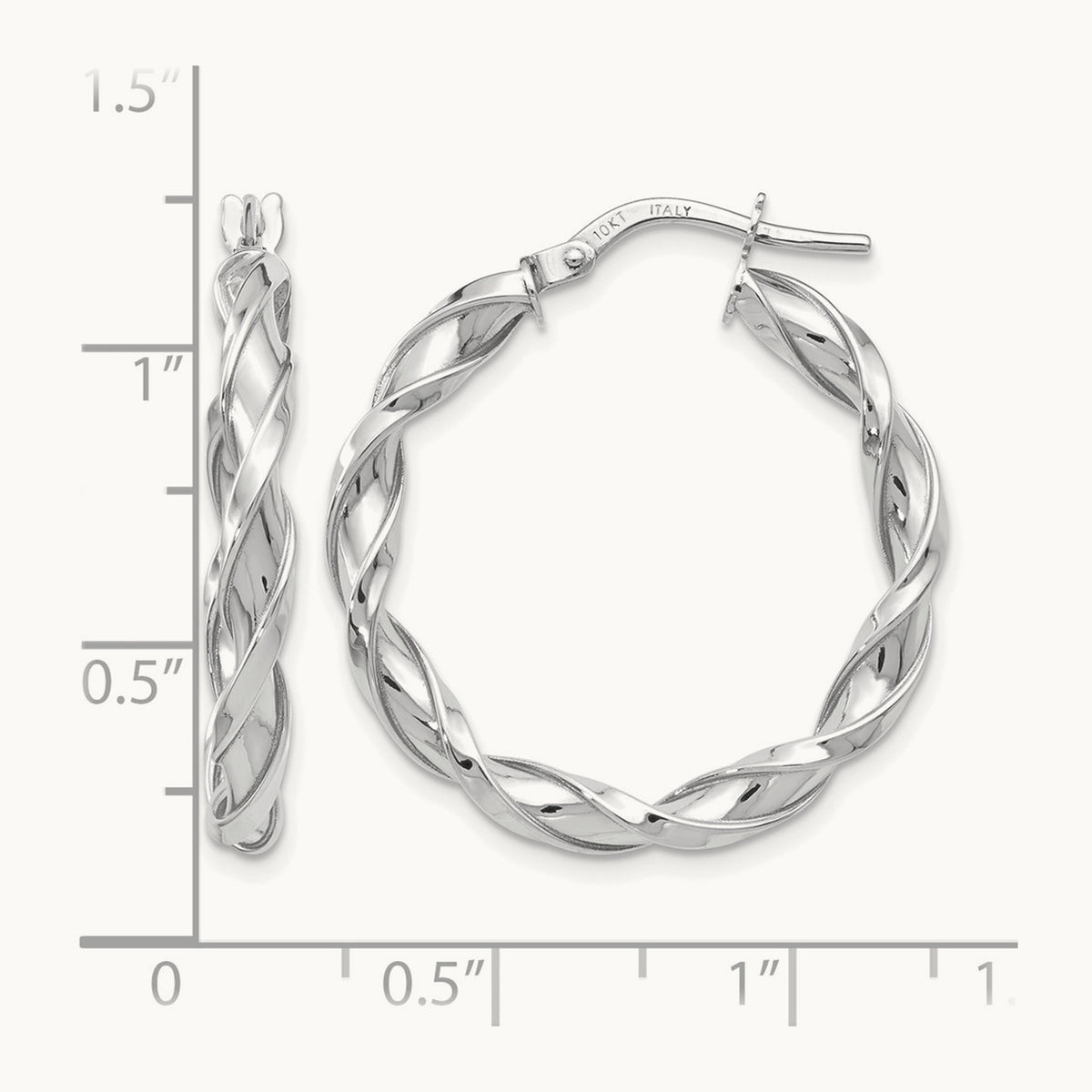 Polished Twisted Hoop Earrings, 3.25 thick — Leslie's in 10K White Gold