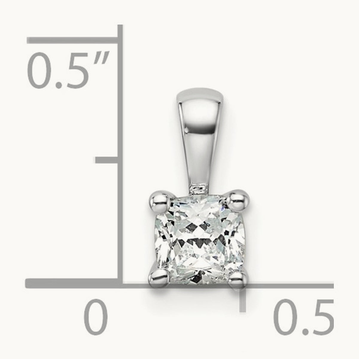 Cushion Four-Prong Pendant, 1/2-5 ct Lab-Grown Diamond — 14K White Gold