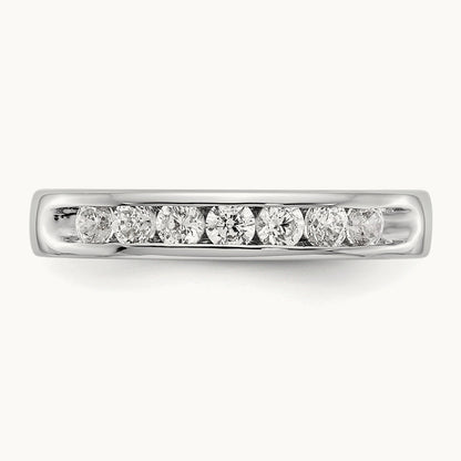 7-Stone Diamond Channel Band, 14K White Gold