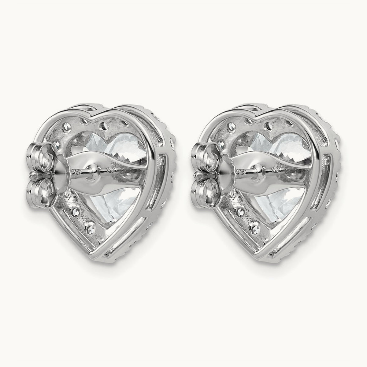 Heart Halo Post Earrings, 0.50-7.25 ct tw Lab-Grown Diamond — 7 3/8 ct, VS (Best), 14K White Gold