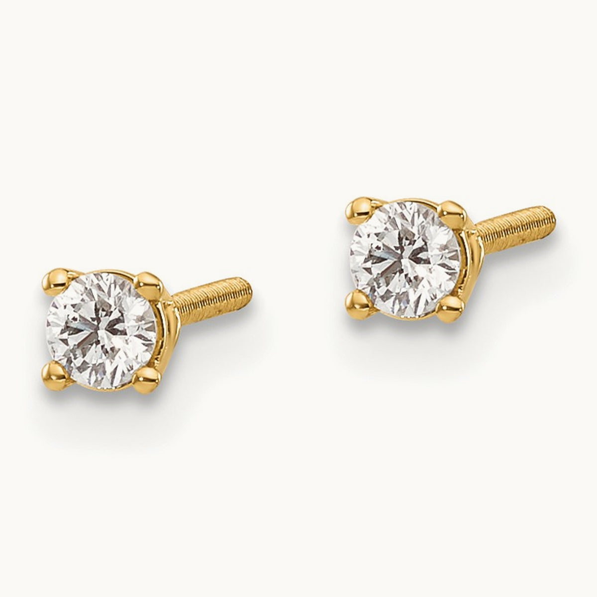 .15ct. VS2/SI1 G-I Diamond Stud Thread on/off Post Earrings, 14K Yellow Gold