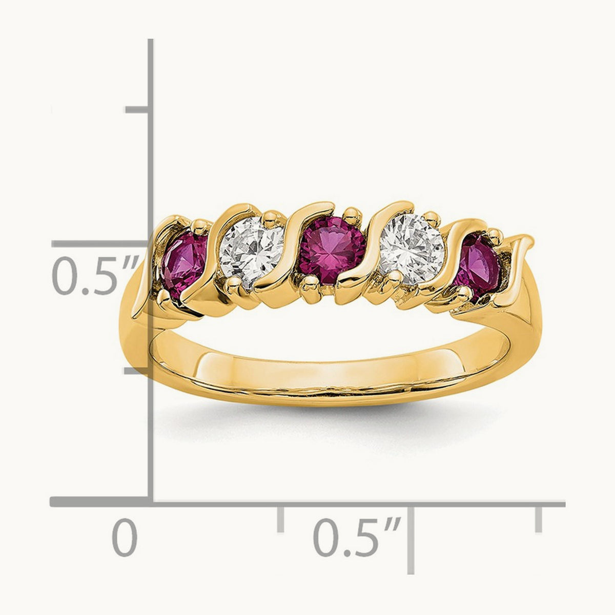 Diamond with Ruby Band — 14K Yellow Gold, 0.306 ct, 7