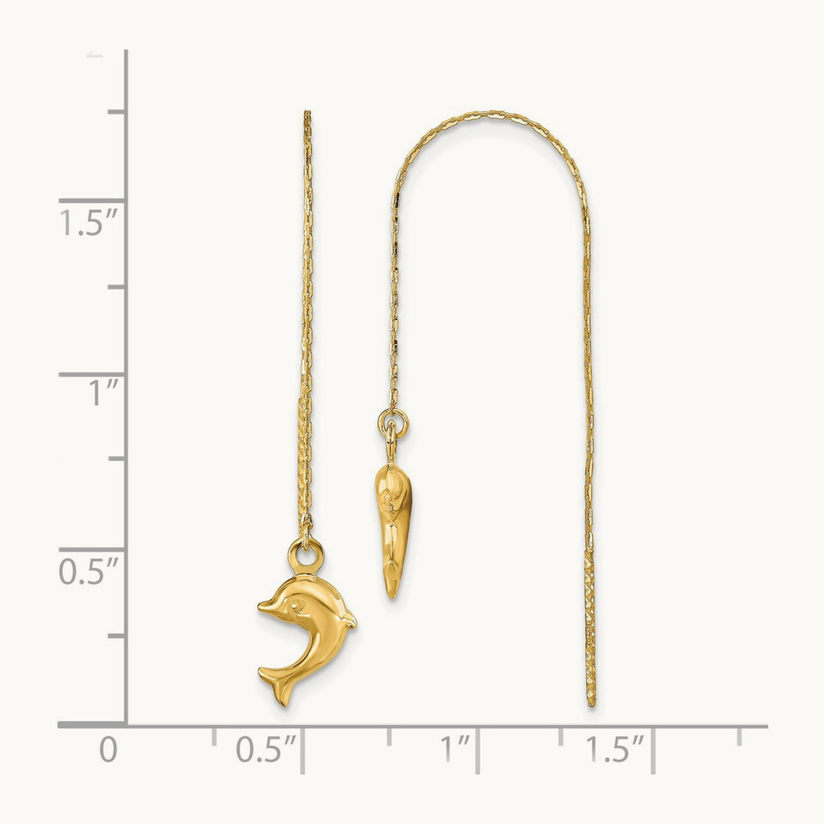 Polished Dolphins Threader Earrings, 14K