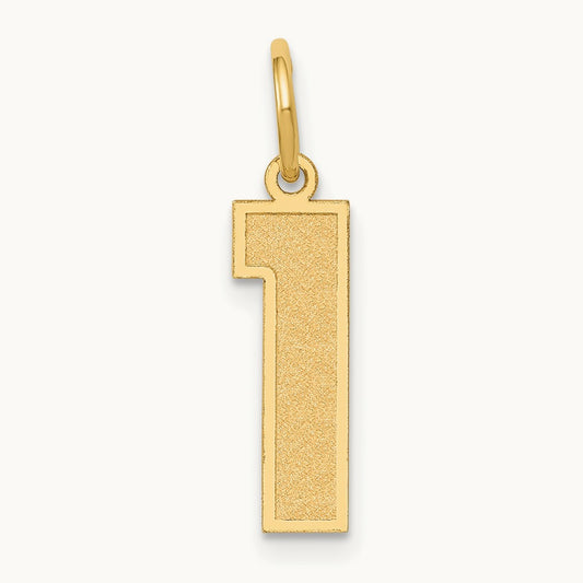 Medium Satin Number 1 Charm — 14K Yellow Gold