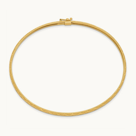 Hexagonal Design Diamond-cut Flexible Bangle, 14K