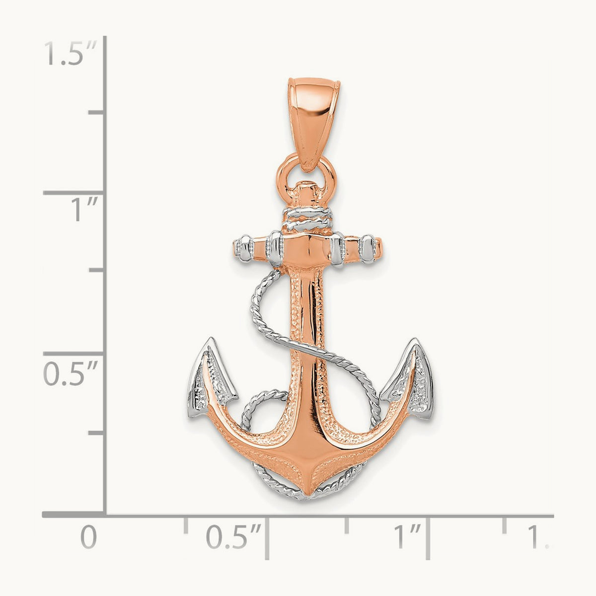Anchor with Rope Pendant — 14K Rose Gold, 33mm