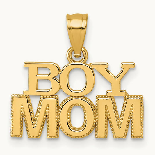 Polished BOY MOM Pendant, 14K