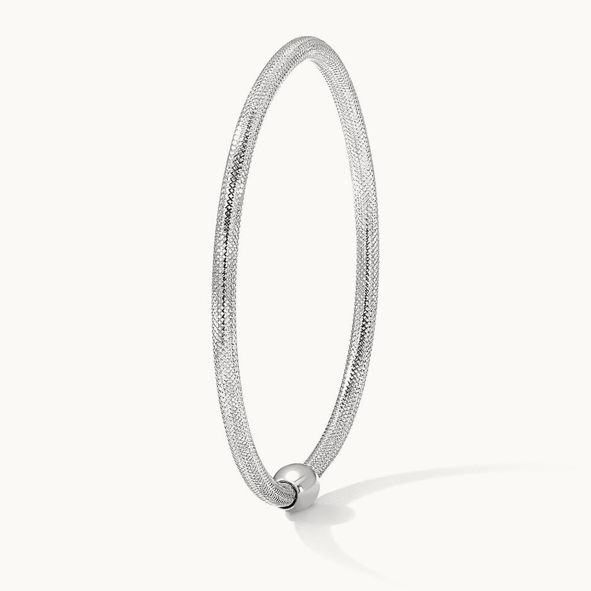 Woven Mesh Slip-On Bracelet — 14K White Gold