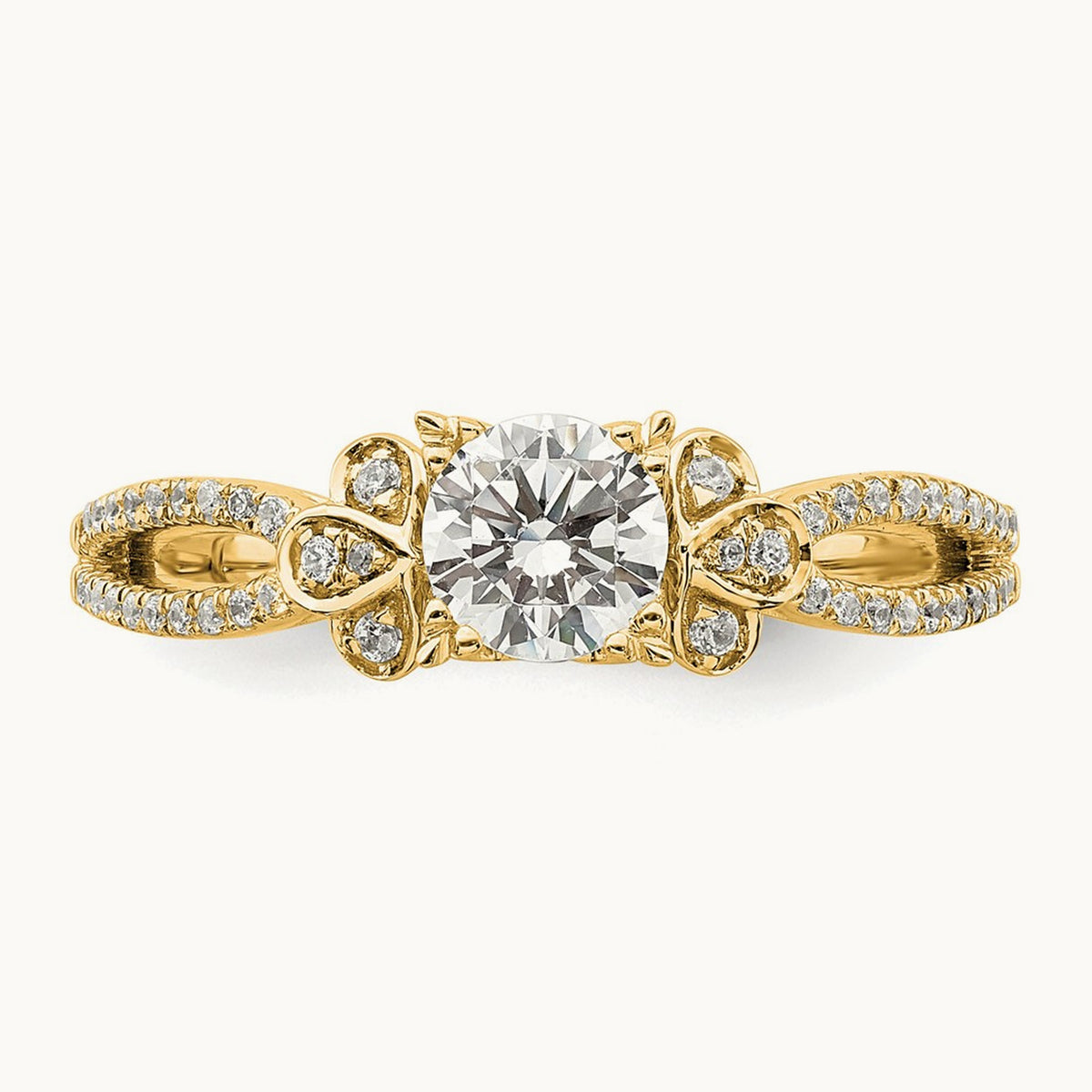 1/2ct Round Split Shank Semi-Mount Eng. Dia Ring, 14K Gold