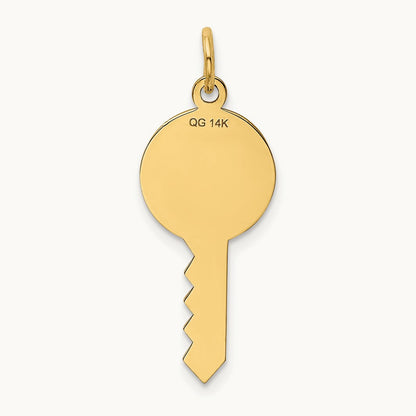 Polished and Satin Hearts Flat Key Charm, 14K
