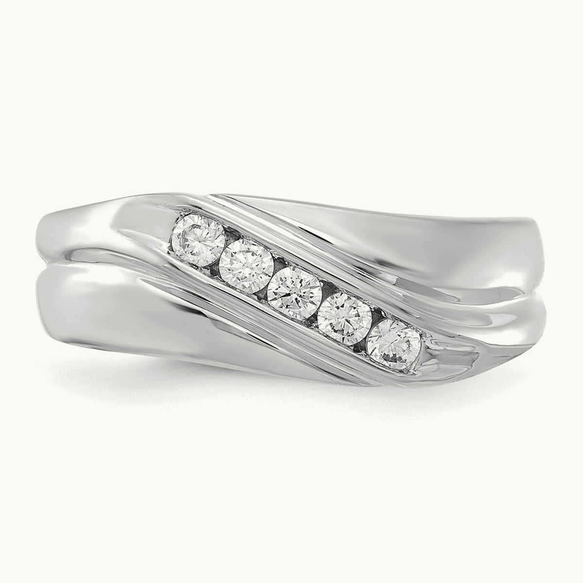 5 Stone Men's Ring, 0.25 ct tw Lab-Grown Diamond — 14K White Gold