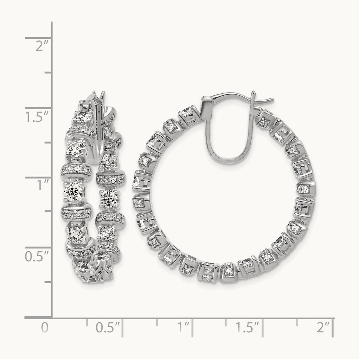 Fashion Hoop Earrings, 4.00 ct tw Lab-Grown Diamond — 14K White Gold