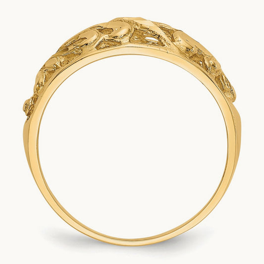 Paisley Diamond-cut Design Dome Ring, 14K