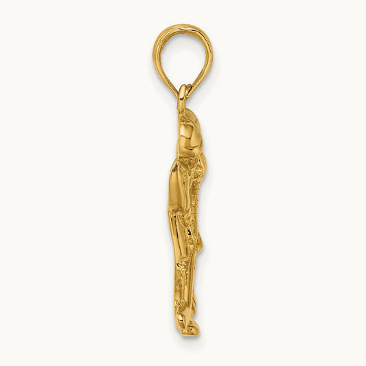 Hockey Player with Stick and Puck Charm, 14K