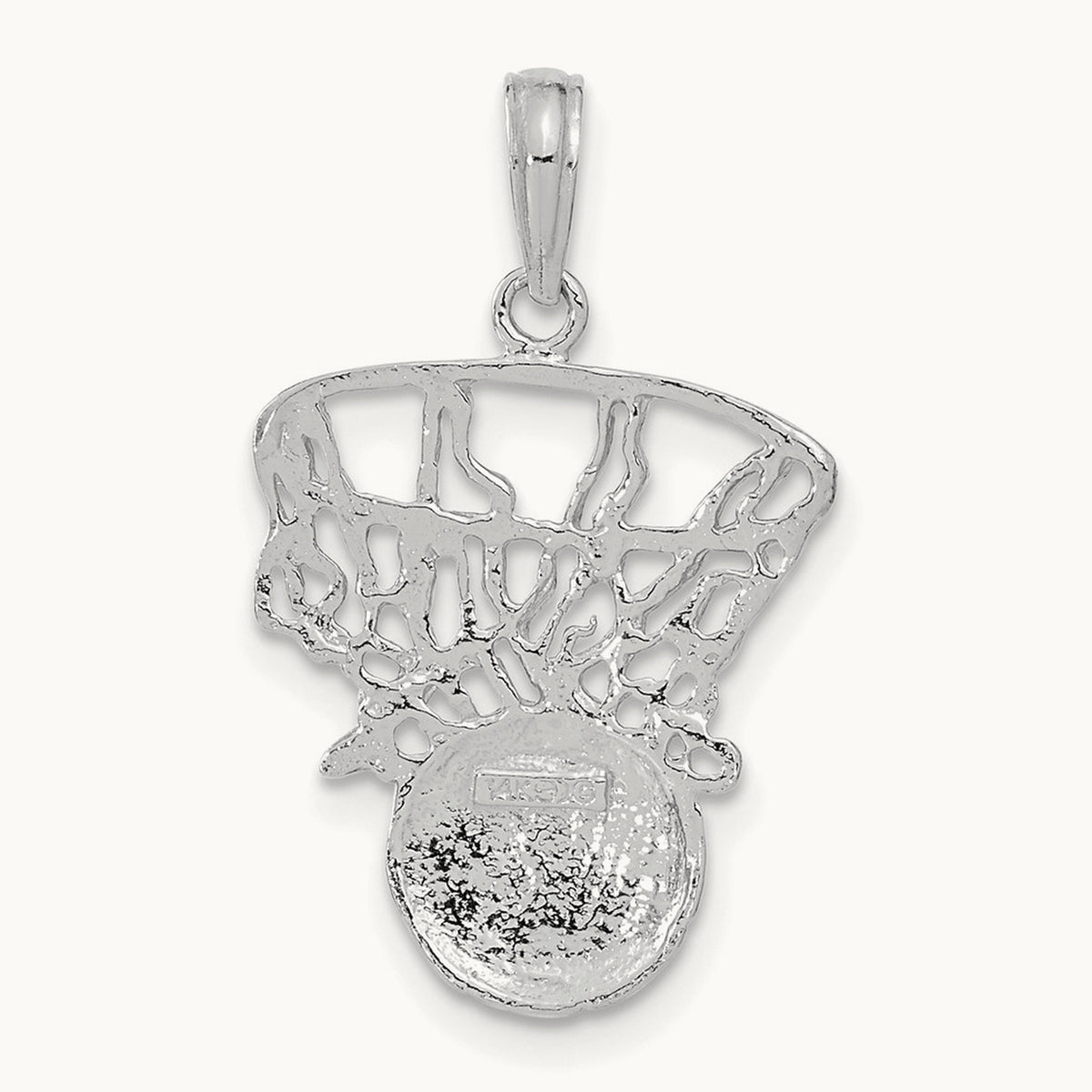 Swoosh Basketball and Net Pendant — 14K White Gold