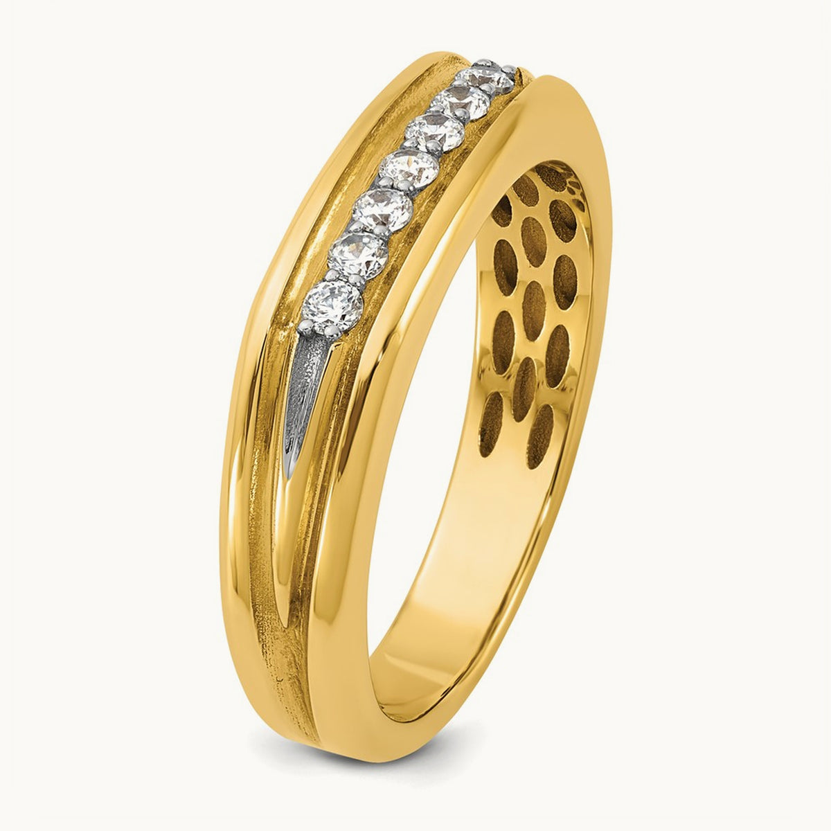 Setting: IB Goodman Men's Polished 7-Stone Diamond Ring Mounting, 14K Gold — 14K Yellow Gold