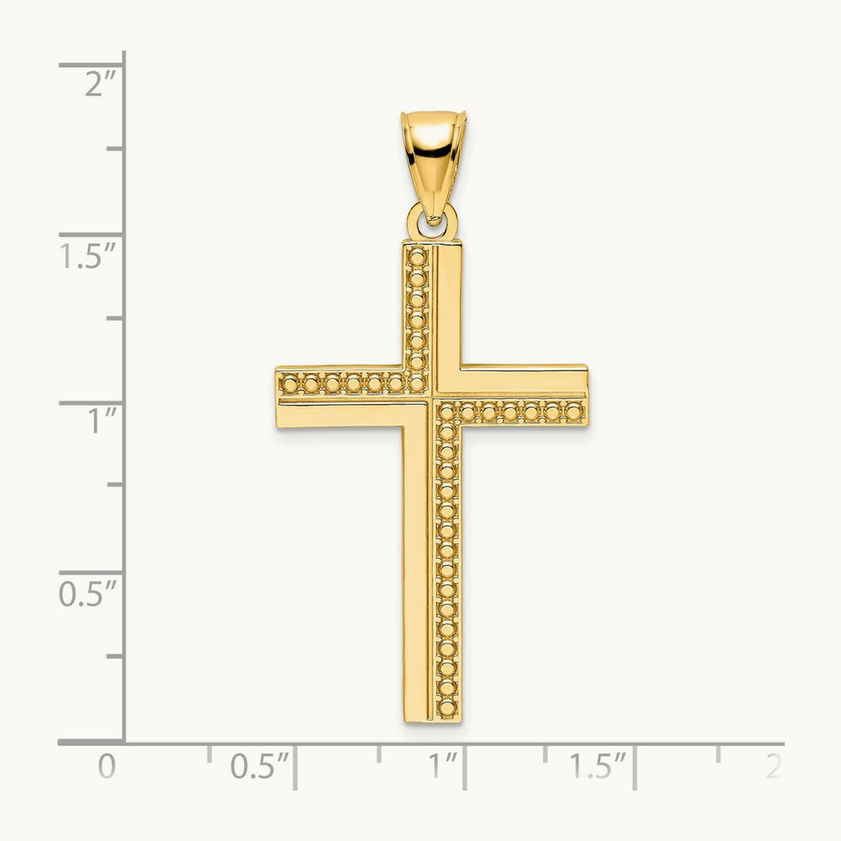 Polished Beaded Cross Pendant, 14K