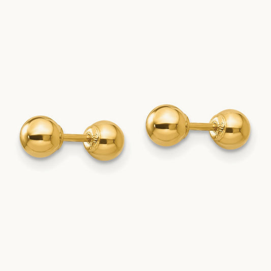 Madi K Polished Reversible Ball Earrings, 4mm, 14K