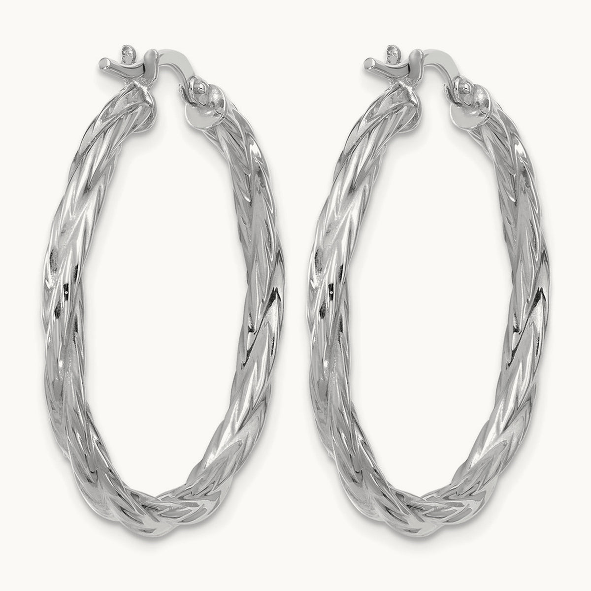 RH-plated Polished Twisted Hoop Earrings, Sterling Silver — Leslie's