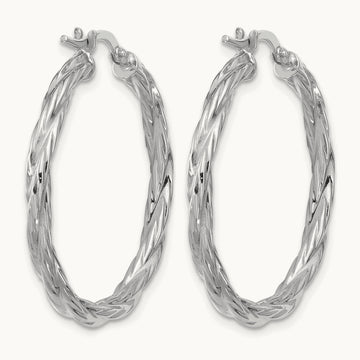 RH-plated Polished Twisted Hoop Earrings, Sterling Silver — Leslie's
