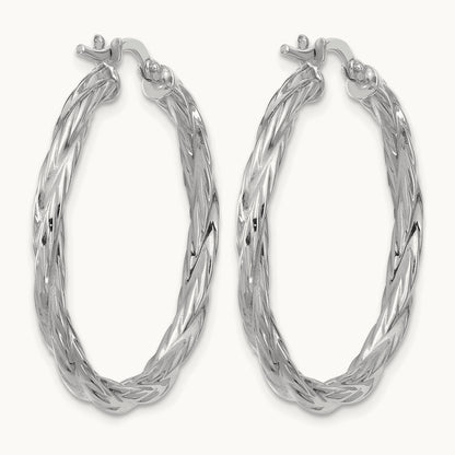RH-plated Polished Twisted Hoop Earrings, Sterling Silver — Leslie's