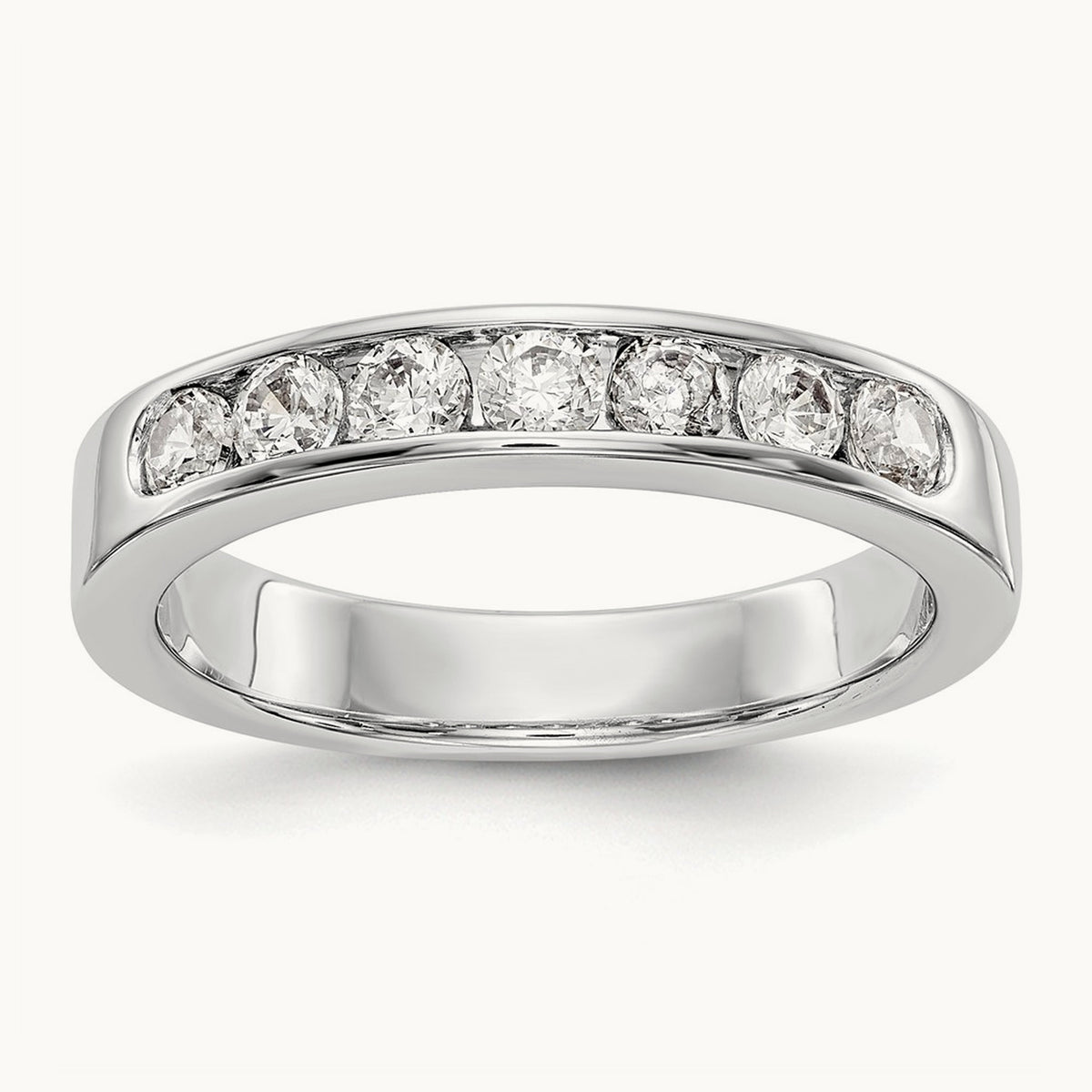 7-Stone Diamond Channel Band, 14K White Gold