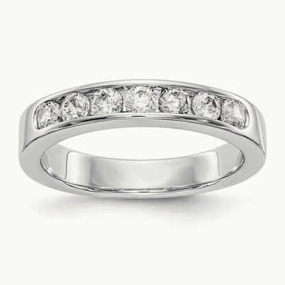 7-Stone Diamond Channel Band, 14K White Gold