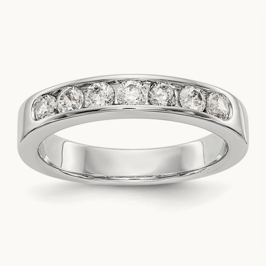 7-Stone Diamond Channel Band, 14K White Gold