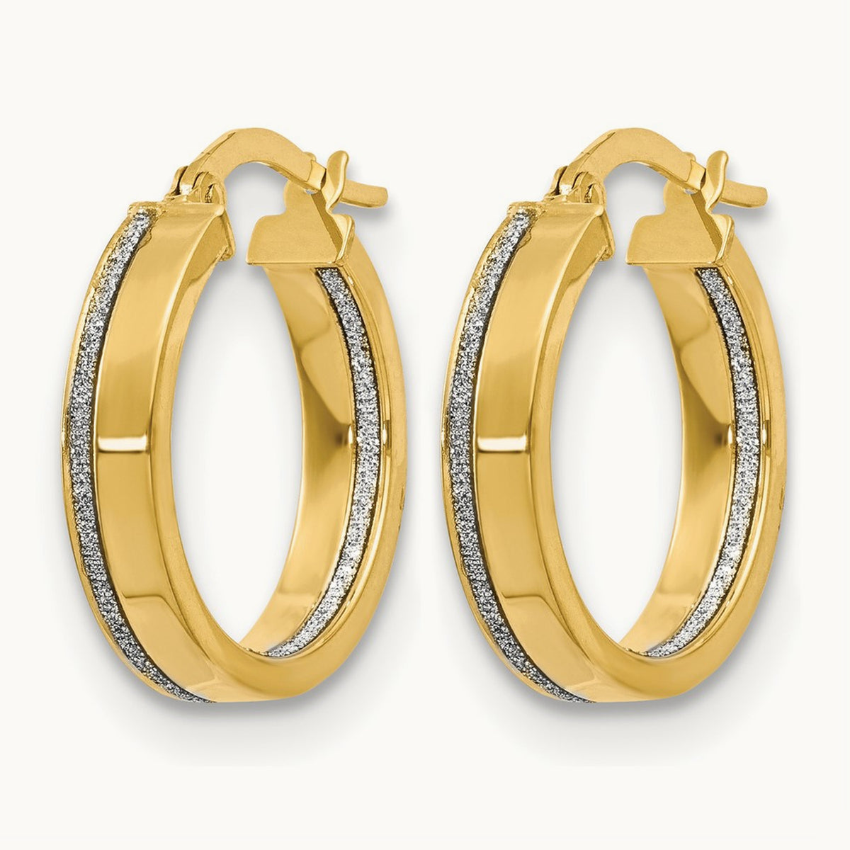 Polished Glimmer Infused Hoop Earrings — 14K Yellow Gold, 20mm
