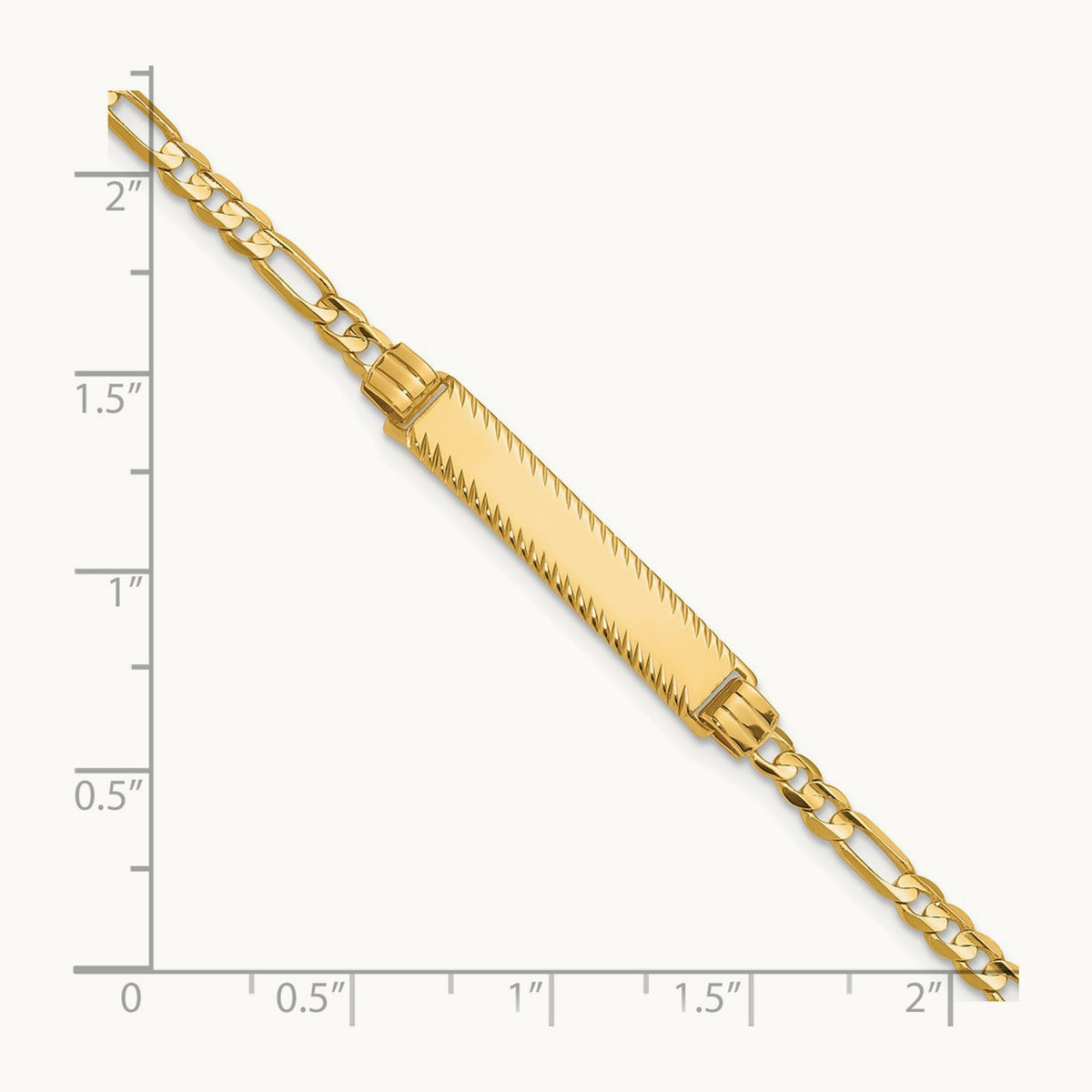 Figaro Diamond Cut ID Bracelet, 3.0mm, 14K