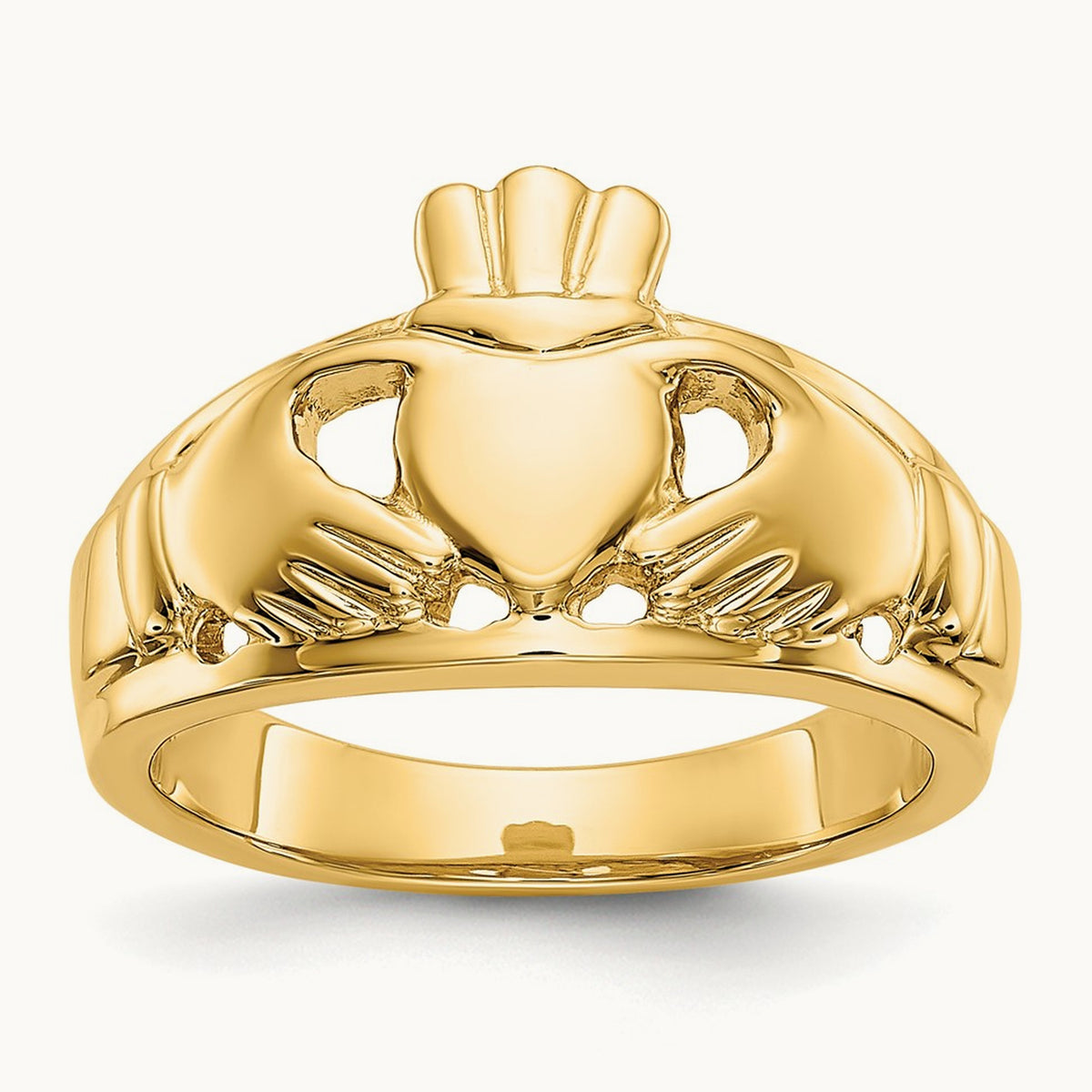 Polished Ladies Claddagh Ring, 14K