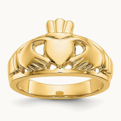 Polished Ladies Claddagh Ring, 14K