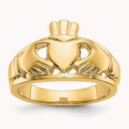 Polished Ladies Claddagh Ring, 14K