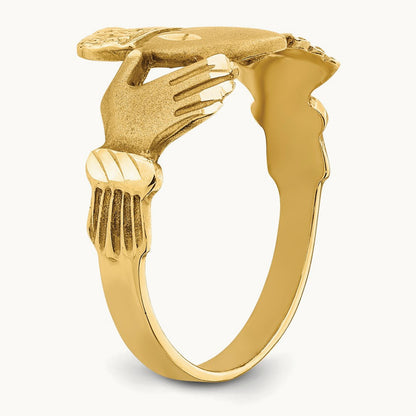 Diamond-cut Claddagh Ring, 14K