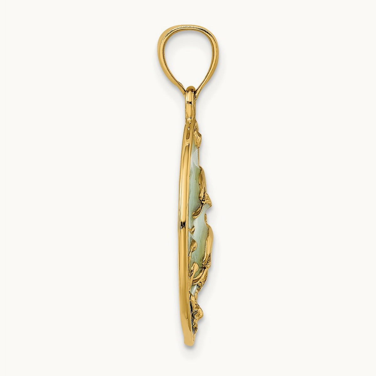 2-D Dolphins w/Blue Enameled Charm, 14K