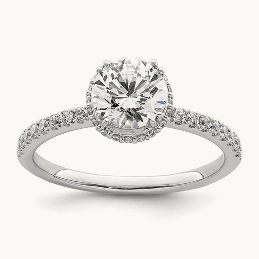 Vintage Round Halo Semi-Mount Engagement Ring, 0.25 ct tw