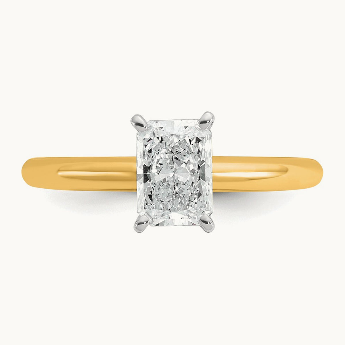 Radiant Solitaire Engagement Ring, 0.50-5.00 ct tw Lab-Grown Diamond — 1 ct, 14K Two-Tone