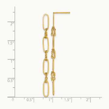 Polished Fancy Oval Link Dangle Post Earrings, 14K